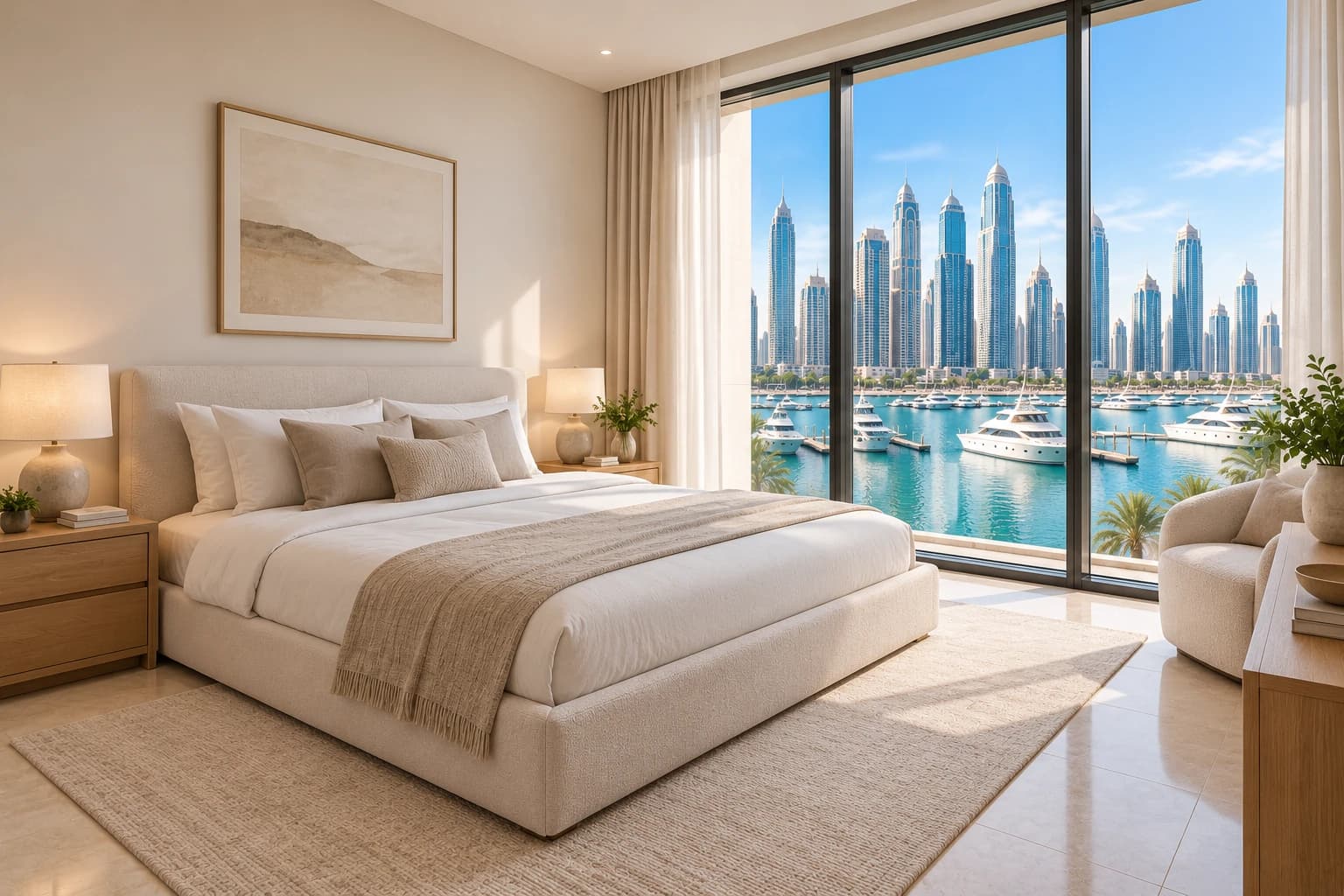 Bedroom overlooking the marina