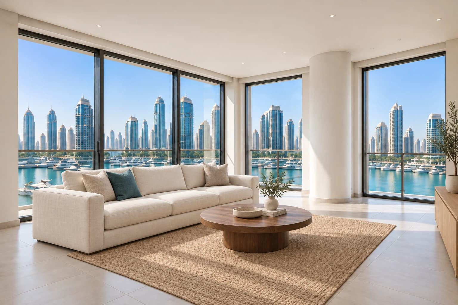 The same marina room with virtual furnishings